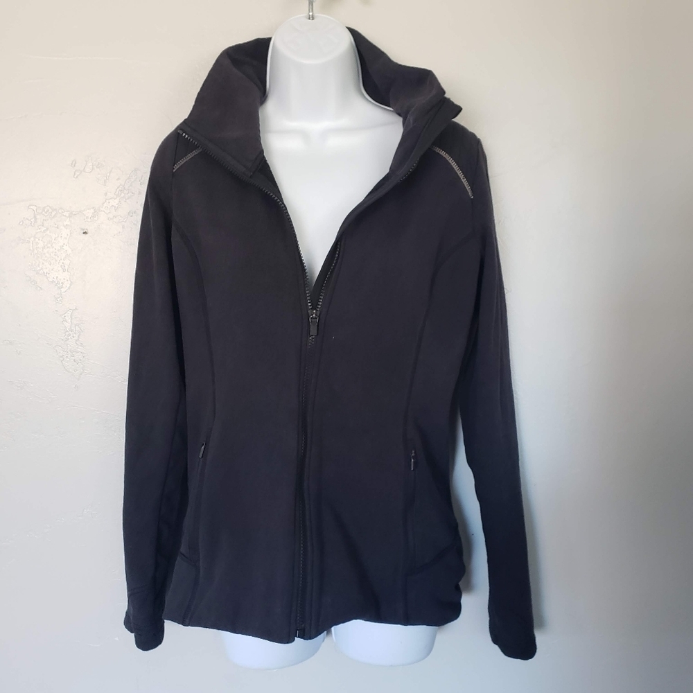Athleta Small Black Running Jacket Athletic Athleisure Stronger Hoodie Reflector